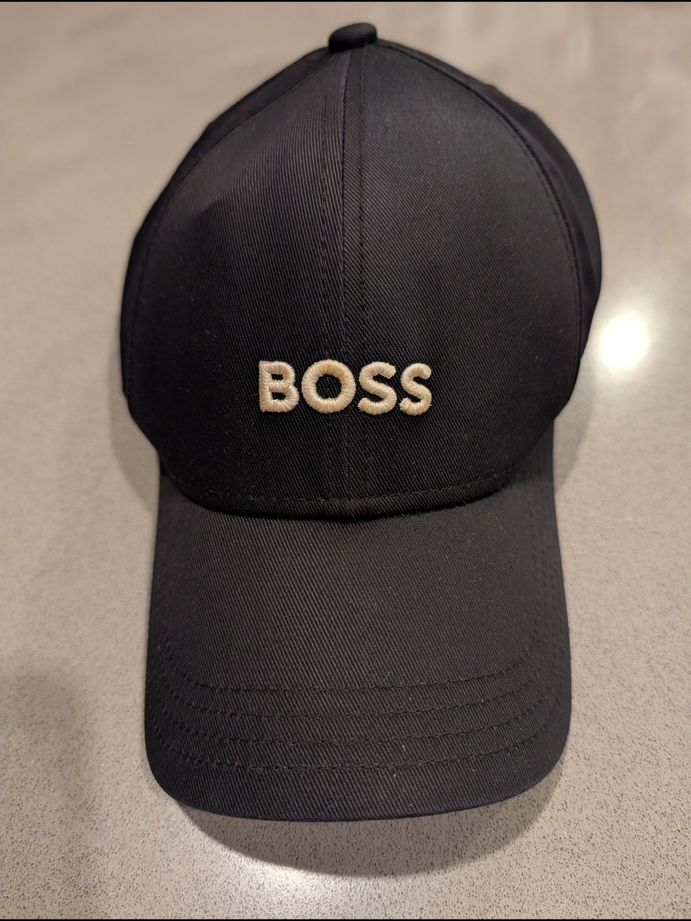 Boss Black Baseball Cap with Cream Embroidered Logo